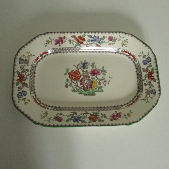 Vintage 10.5" oblong serving plate, Chinese Rose, Copeland Spode, SMALL CHIP - Picture 5 of 16